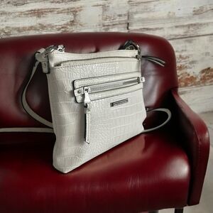 DANA BUCHMAN Off White Croco Leather Bag Small Shoulder Bag Womens Crossbody Bag